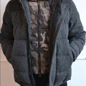 Moncler Guyenne Herringbone Wool Down Jacket